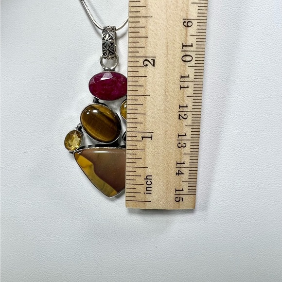 Mookaite Jasper Multi Stone 925 Gemstone Pendant - Picture 4 of 5